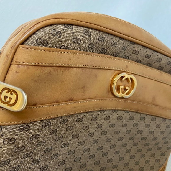 Authentic Gucci Crossbody Shoulder Bag - Vintage - PVC & Leather - Micro GG - Picture 8 of 13